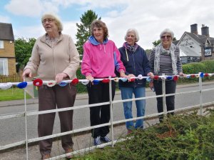 Shirley, Christine, Dorothy and Jenny decorating the Village for the Platinum Jubilee